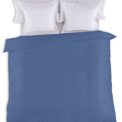 HOUSSE DE COUETTE bleu uni - Lit 150/160 (1 pièce) - 50% coton / 50% polyester - 144 fils. Poids : 115