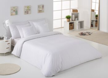 HOUSSE DE COUETTE uni blanc - Lit 105 (1 pièce) - 50% coton / 50% polyester - 144 fils. Poids : 115 3