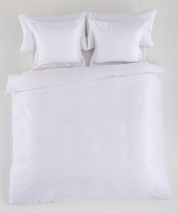 HOUSSE DE COUETTE uni blanc - Lit 150/160 (1 pièce) - 50% coton / 50% polyester - 144 fils. Poids : 115 1