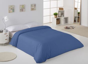 HOUSSE DE COUETTE bleu uni - Lit 90 (1 pièce) - 50% coton / 50% polyester - 144 fils. Poids : 115 2