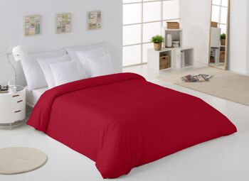 HOUSSE DE COUETTE unie bordeaux - Lit de 105 (1 pièce) - 50% coton / 50% polyester - 144 fils. Poids : 115 3