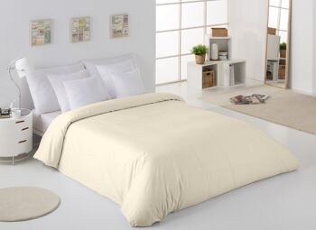 HOUSSE DE COUETTE unie crème - Lit 180/200 (1 pièce) - 50% coton / 50% polyester - 144 fils. Poids : 115 3