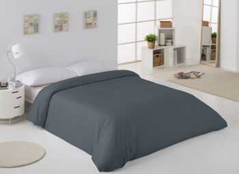 HOUSSE DE COUETTE uni gris - Lit 105 (1 pièce) - 50% coton / 50% polyester - 144 fils. Poids : 115 2