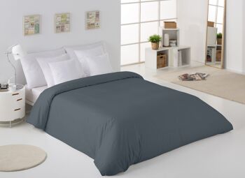 HOUSSE DE COUETTE uni gris - Lit 105 (1 pièce) - 50% coton / 50% polyester - 144 fils. Poids : 115 3