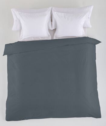 HOUSSE DE COUETTE uni gris - Lit 135/140 (1 pièce) - 50% coton / 50% polyester - 144 fils. Poids : 115 1