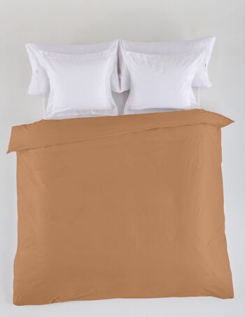 HOUSSE DE COUETTE marron lisse - Lit 150/160 (1 pièce) - 50% coton / 50% polyester - 144 fils. Poids : 115 1