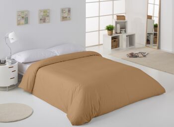 HOUSSE DE COUETTE marron lisse - Lit 150/160 (1 pièce) - 50% coton / 50% polyester - 144 fils. Poids : 115 2