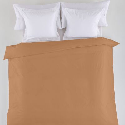 Glatter brauner Bettbezug – Bett 180/200 (1 Stück) – 50 % Baumwolle / 50 % Polyester – 144 Fäden. Gewicht: 115