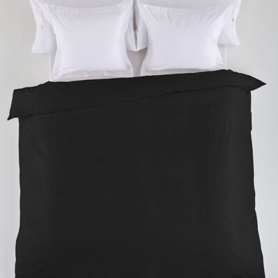 Einfarbiger schwarzer Bettbezug – 150/160 Bett (1 Stück) – 50 % Baumwolle / 50 % Polyester – 144 Fäden. Gewicht: 115