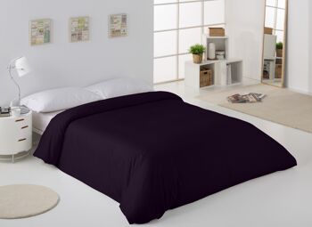 HOUSSE DE COUETTE unie noire - Lit 150/160 (1 pièce) - 50% coton / 50% polyester - 144 fils. Poids : 115 2