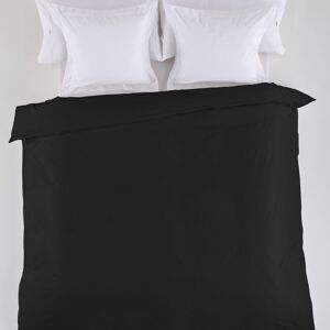 HOUSSE DE COUETTE unie noire - Lit 135/140 (1 pièce) - 50% coton / 50% polyester - 144 fils. Poids : 115