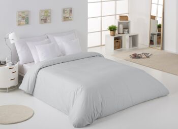 Housse de couette uni perle - Lit 135/140 (1 pièce) - 50% coton / 50% polyester - 144 fils. Poids : 115 3