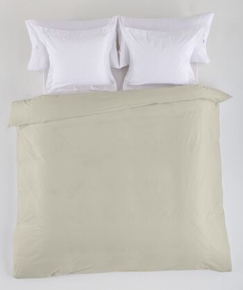 HOUSSE DE COUETTE lisse couleur pierre - Lit 105 (1 pièce) - 50% coton / 50% polyester - 144 fils. Poids : 115 1