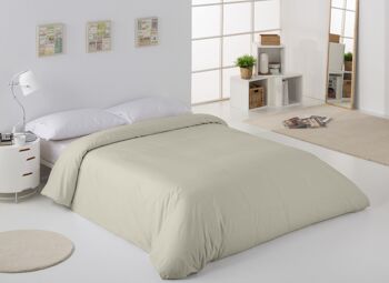 HOUSSE DE COUETTE lisse couleur pierre - Lit 150/160 (1 pièce) - 50% coton / 50% polyester - 144 fils. Poids : 115 2