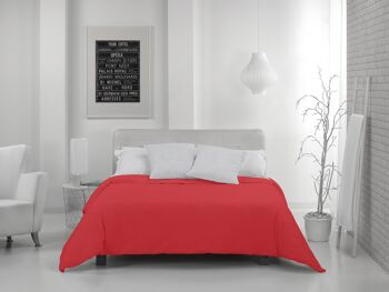 HOUSSE DE COUETTE uni rouge - Lit 180/200 (1 pièce) - 50% coton / 50% polyester - 144 fils. Poids : 115 3