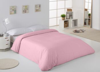 HOUSSE DE COUETTE uni rose - Lit 150/160 (1 pièce) - 50% coton / 50% polyester - 144 fils. Poids : 115 2