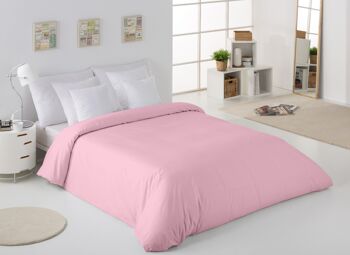 HOUSSE DE COUETTE uni rose - Lit 150/160 (1 pièce) - 50% coton / 50% polyester - 144 fils. Poids : 115 3