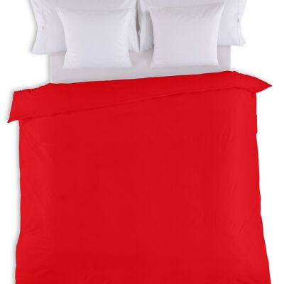 Housse de couette unie rouge coquelicot - Lit 180/200 (1 pièce) - 50% coton / 50% polyester - 144 fils. Poids : 115