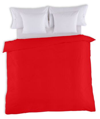 Housse de couette unie rouge coquelicot - Lit 180/200 (1 pièce) - 50% coton / 50% polyester - 144 fils. Poids : 115 1