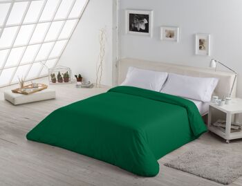 HOUSSE DE COUETTE lisse vert billard - Lit 180/200 (1 pièce) - 50% coton / 50% polyester - 144 fils. Poids : 115 2