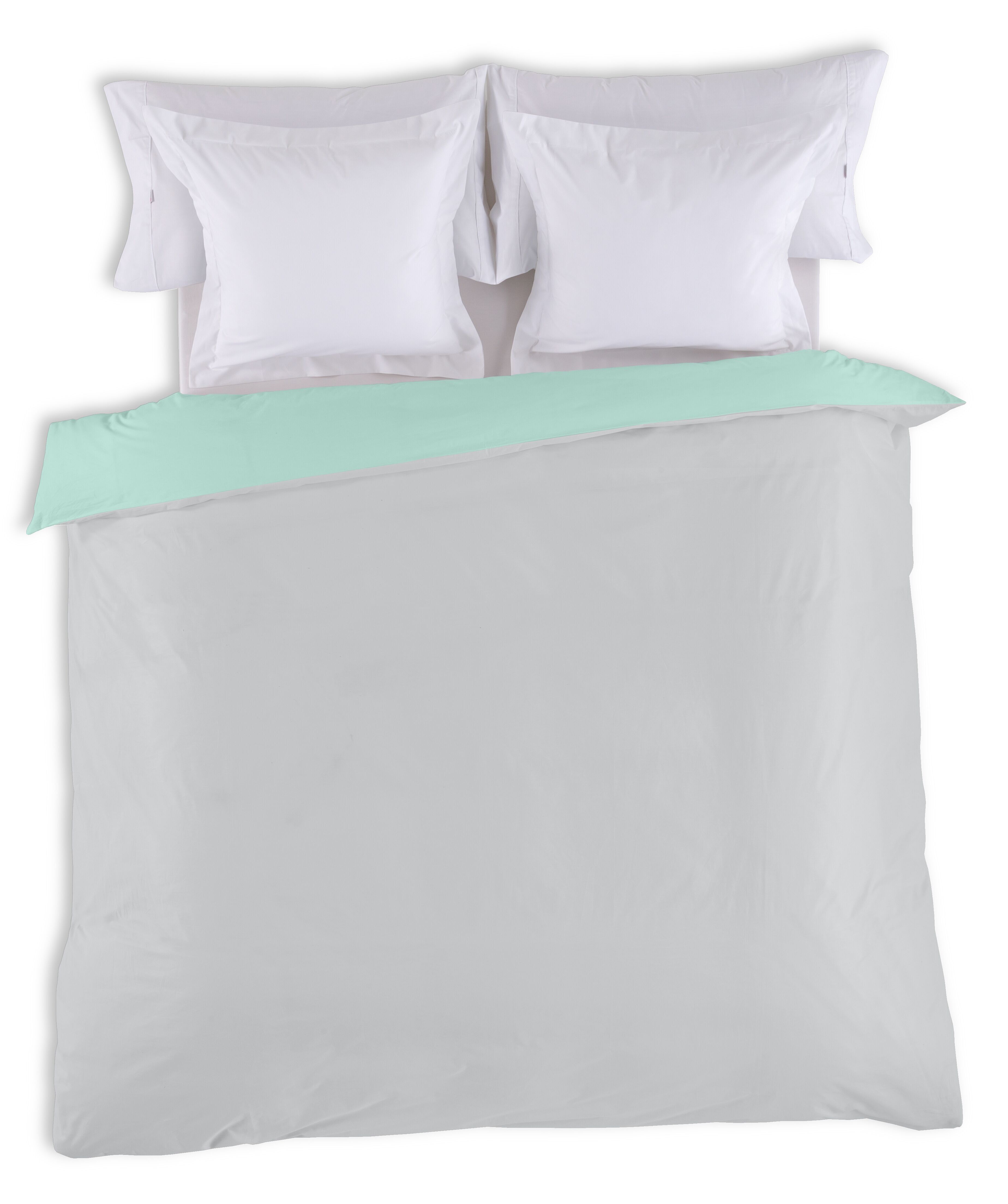 COPRIPIUMINO reversibile acqua-crema - 135/140 letto (1 pezzo) - 50% cotone / 50% poliestere - 144 fili. Peso: 115