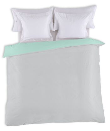 HOUSSE DE COUETTE réversible Aqua-crème - Lit 180/200 (1 pièce) - 50% coton / 50% polyester - 144 fils. Poids : 115 1