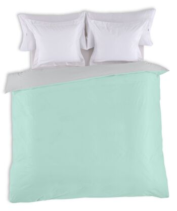 HOUSSE DE COUETTE réversible Aqua-crème - Lit 180/200 (1 pièce) - 50% coton / 50% polyester - 144 fils. Poids : 115 2