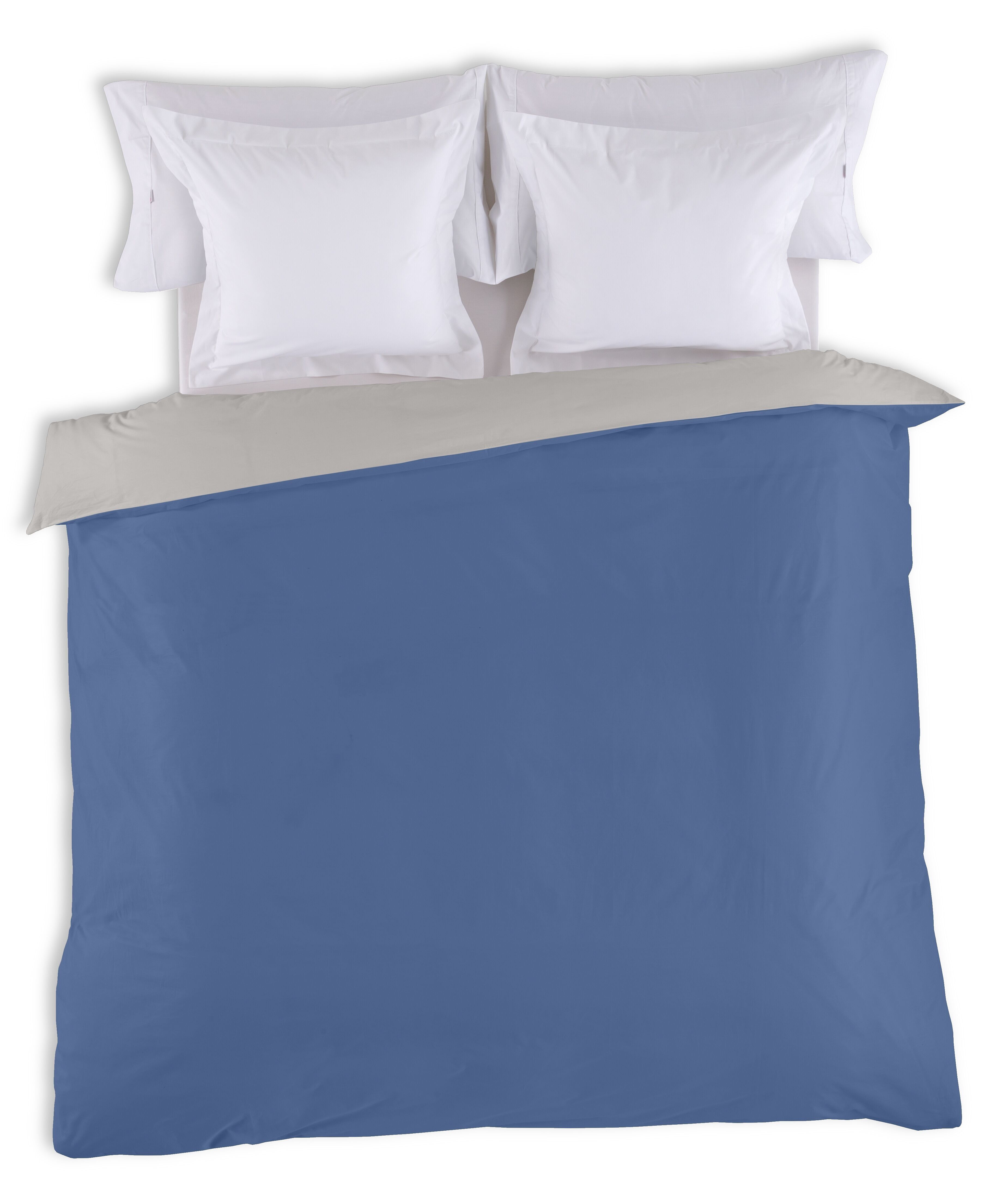 Reversibler blaubleifarbener Bettbezug – 90 cm Bett (1 Stück) – 50 % Baumwolle / 50 % Polyester – 144 Fäden. Gewicht: 115
