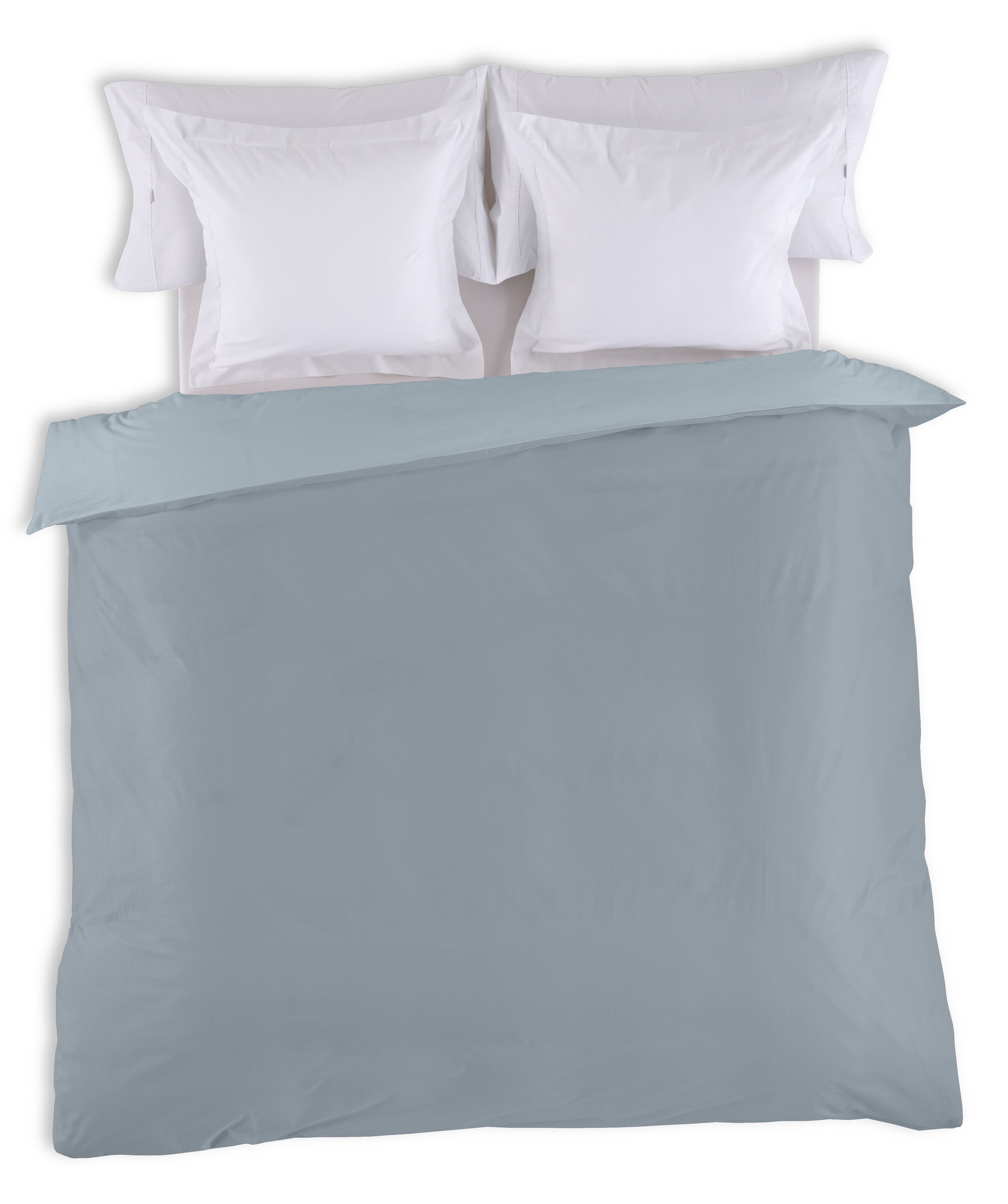 COPRIPIUMINO reversibile bicolore acciaio-argento - 150/160 letto (1 pezzo) - 100% cotone - 144 fili. Peso: 115