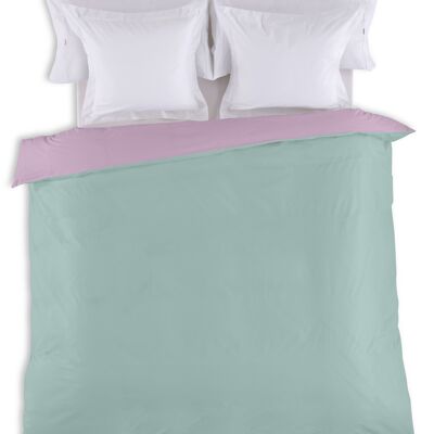 Zweifarbiger wendbarer Bettbezug in Aqua-Mauve – Bett 135/140 (1 Stück) – 100 % Baumwolle – 144 Fäden. Gewicht: 115