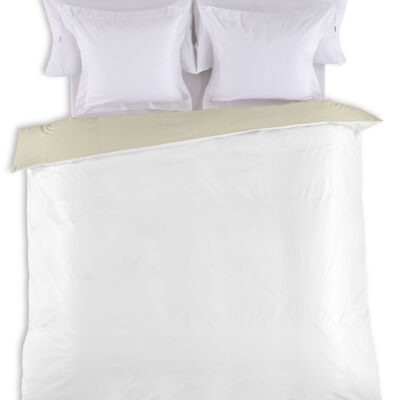 COPRIPIUMINO reversibile bicolore bianco pietra - 135/140 letto (1 pezzo) - 100% cotone - 144 fili. Peso: 115