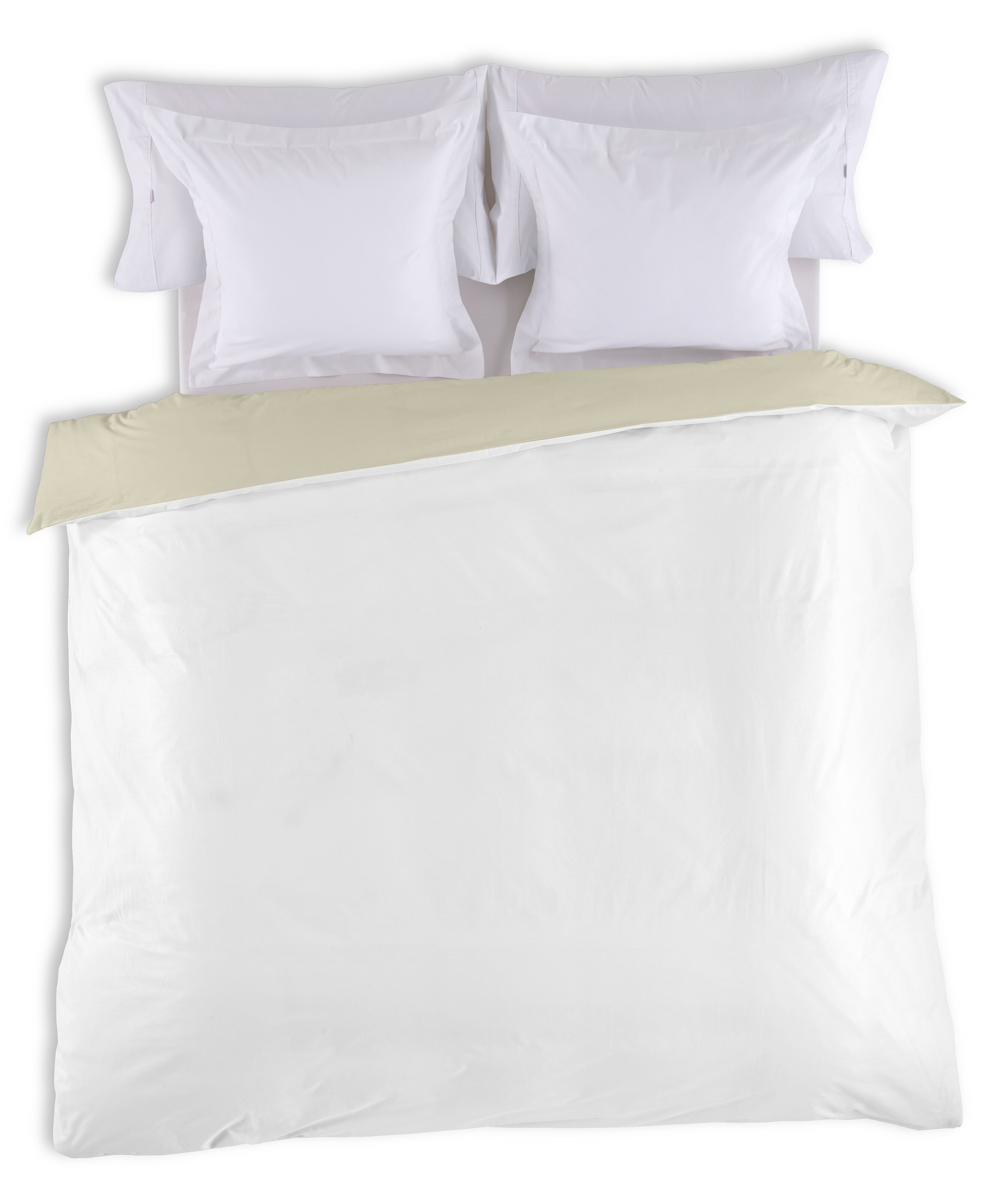 COPRIPIUMINO reversibile bicolore bianco pietra - 150/160 letto (1 pezzo) - 100% cotone - 144 fili. Peso: 115