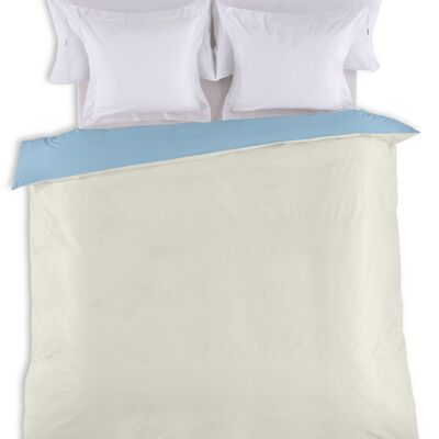 COPRIPIUMINO reversibile bicolore crema-azzurro - 90 letto (1 pezzo) - 100% cotone - 144 fili. Peso: 115