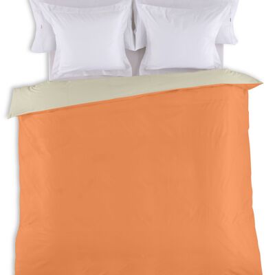 Zweifarbiger Wende-Bettbezug in Mango-Stein – 135/140 Bett (1 Stück) – 100 % Baumwolle – 144 Fäden. Gewicht: 115