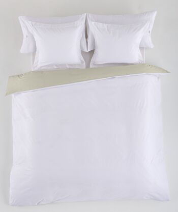 HOUSSE DE COUETTE réversible pierre blanche - Lit de 200 (1 pièce) - 50% coton / 50% polyester - 144 fils. Poids : 115 2