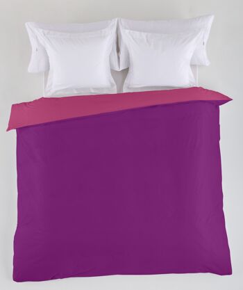 HOUSSE DE COUETTE réversible violet-fuchsia - Lit de 105 (1 pièce) - 50% coton / 50% polyester - 144 fils. Poids : 115 1
