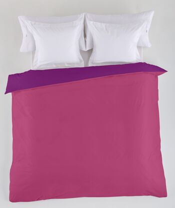 HOUSSE DE COUETTE réversible violet-fuchsia - Lit de 105 (1 pièce) - 50% coton / 50% polyester - 144 fils. Poids : 115 2