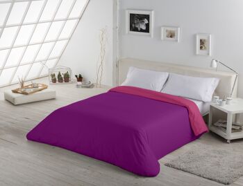 HOUSSE DE COUETTE réversible violet-fuchsia - Lit de 105 (1 pièce) - 50% coton / 50% polyester - 144 fils. Poids : 115 3