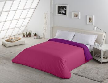 HOUSSE DE COUETTE réversible violet-fuchsia - Lit de 105 (1 pièce) - 50% coton / 50% polyester - 144 fils. Poids : 115 4
