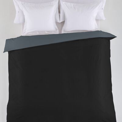 COPRIPIUMINO reversibile nero-grigio - 105 letto (1 pezzo) - 50% cotone / 50% poliestere - 144 fili. Peso: 115