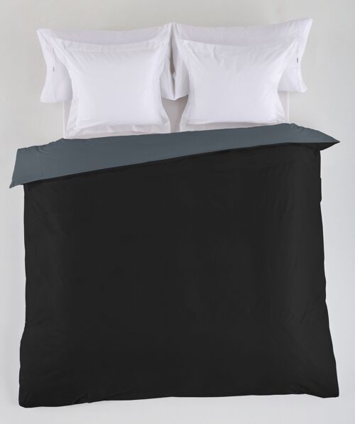 FUNDA NORDICA reversible negro-gris - Cama de 180/200 (1 pieza) - 50% algodón / 50% poliéster - 144 hilos. Gramage: 115