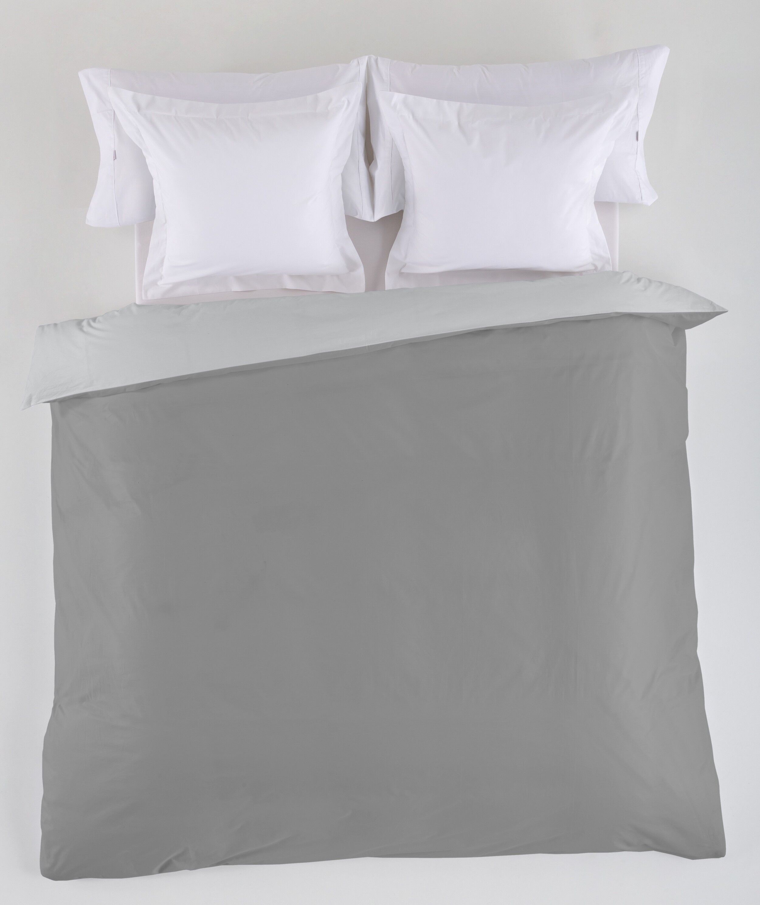 COPRIPIUMINO reversibile piombo perlato - 135/140 letto (1 pezzo) - 50% cotone / 50% poliestere - 144 fili. Peso: 115