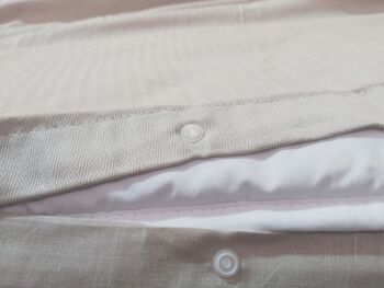 Parure HOUSSE DE COUETTE + 2 housses de coussin blanc motif chevrons - Lit 150 (5 pièces) - Tissu Jacquard - 50% coton / 50% polyester. Poids : 115 3