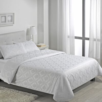 Set COPRIPIUMINO + 2 fodere cuscino Vienna bianche - letto 135/140 (5 pezzi) - Tessuto Jacquard - 50% cotone / 50% poliestere. Peso: 115