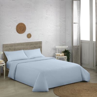 Parure copripiumino in cotone organico 200 fili, colore cielo. Letto da 105 cm (3 pezzi)