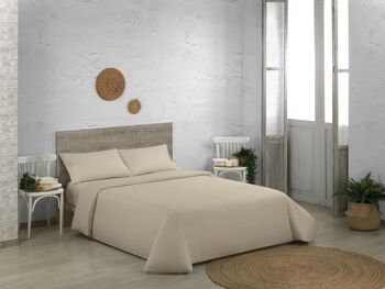 Parure de lit en coton biologique 200 fils, taupe. Lit 135/140 cm (3 pièces) 1