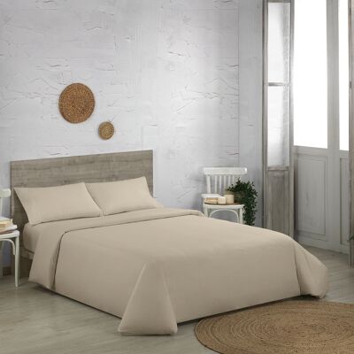 Parure de lit en coton biologique 200 fils, taupe. Lit de 180 cm (4 pièces)
