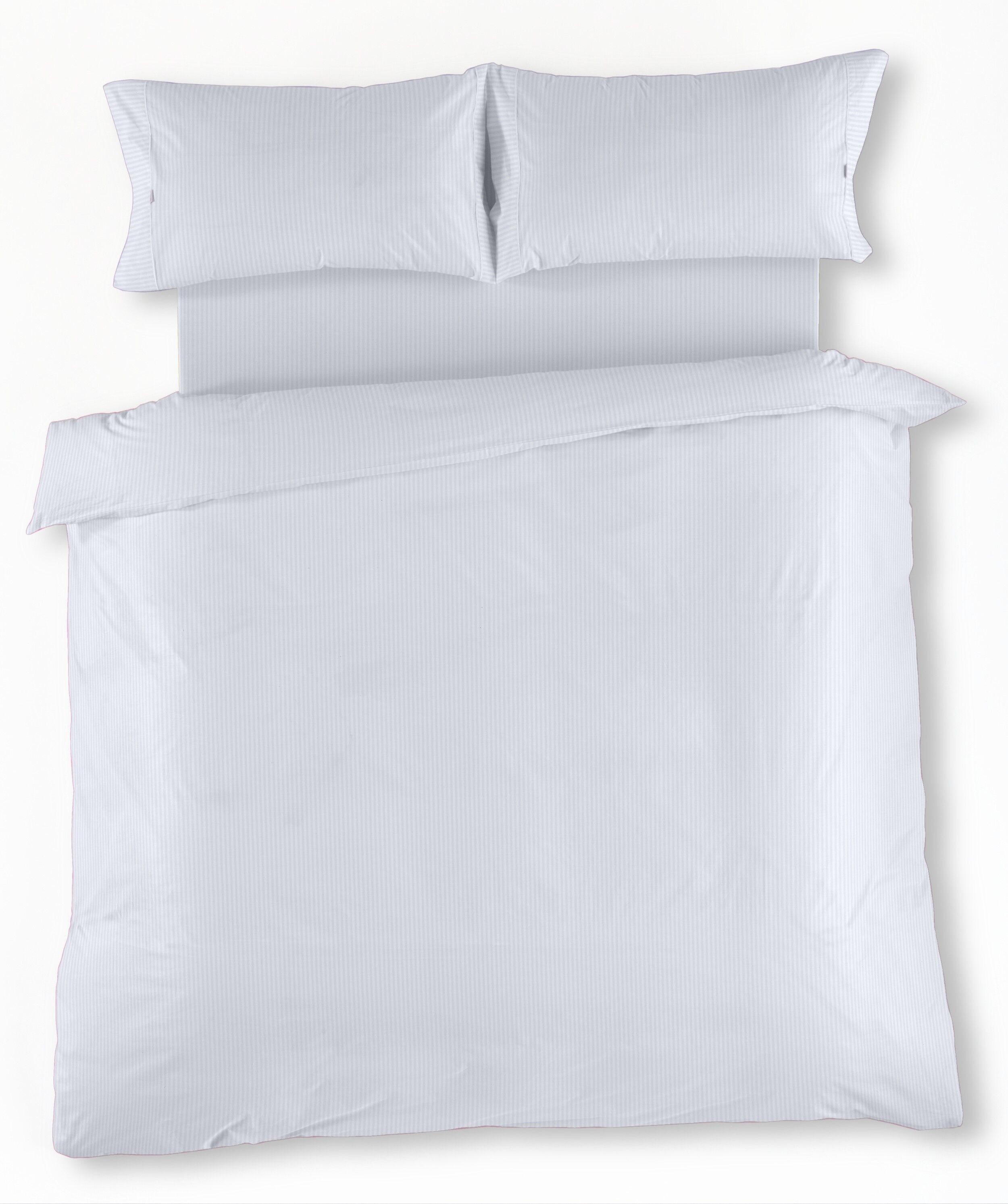 Parure COPRIPIUMINO in raso effetto rigato - 180 letto (4 pezzi) - 100% cotone - 300 fili. Peso: 118