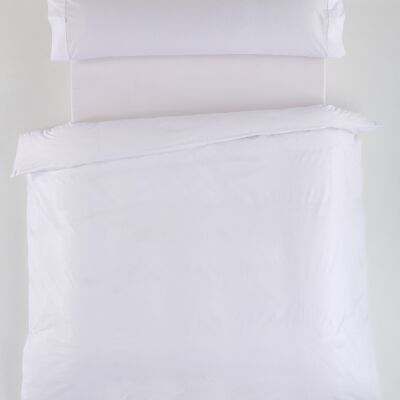 Parure HOUSSE DE COUETTE en satin blanc - Lit 150 (3 pièces) - 100% coton - 300 fils. Poids : 118