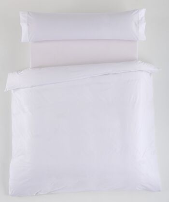 Parure HOUSSE DE COUETTE en satin blanc - Lit 150 (3 pièces) - 100% coton - 300 fils. Poids : 118 1